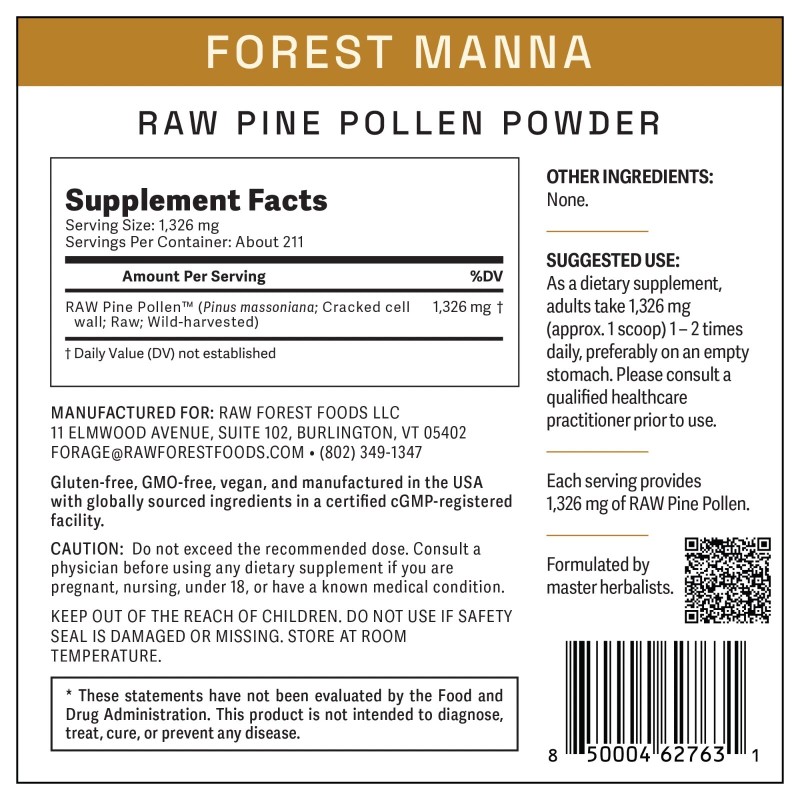 RAW Forest Foods Forest Manna RAW Pine Pollen™ Powder –