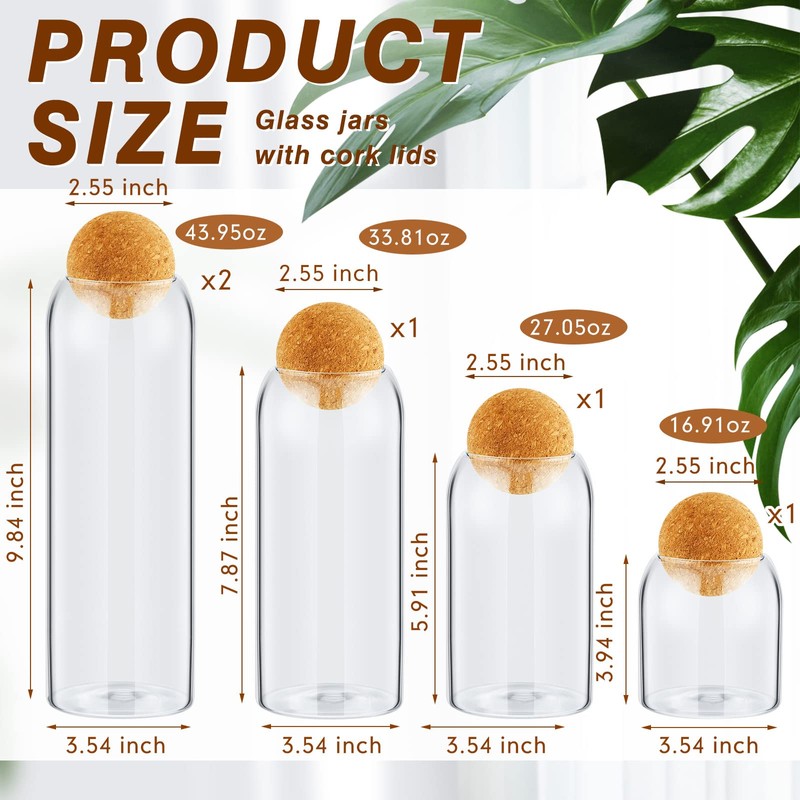Suclain 5 Pack Storage Glass Jar Set Food Tank with