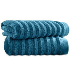 Towelogy Bamboo Face Cloth Makeup Remover Facial Cleansing Cloths Super Soft Fingertip Towels for Delicate Sensitive Skin | 30x30 cm - Pack of 2 (Blue, 2)