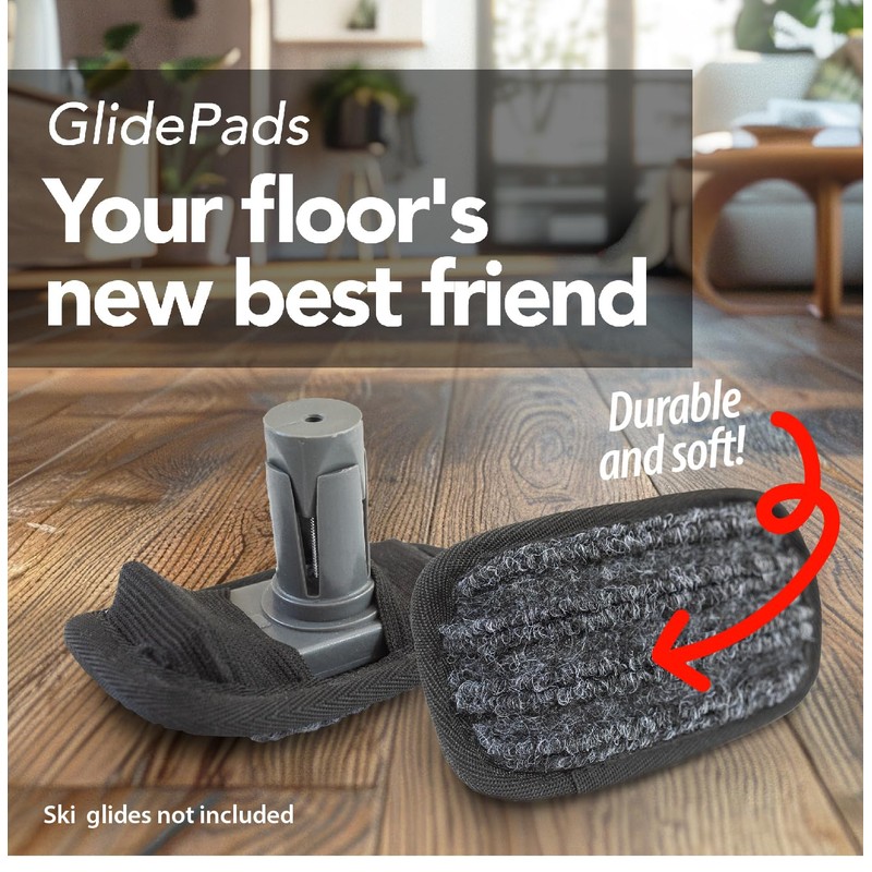 Top Glides GlidePads Walker Ski Glide Covers - Black -