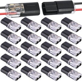HAPPOW 20-Pack Push Fit Wire Connectors - LED Strip Light Connectors with Locking Buckle, 2-Pin Quick Splice Electrical Cable Connectors for 18-22 AWG