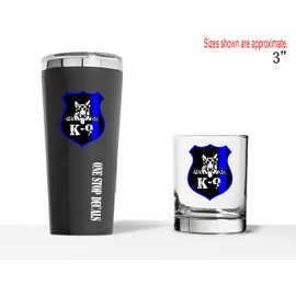 Thin Blue Line Badge (Ver.4) German Shepherd K-9" Full Color Vinyl Decal/Sticker for U.S. Police Supporters. Size: 3". (by One Stop Decals)