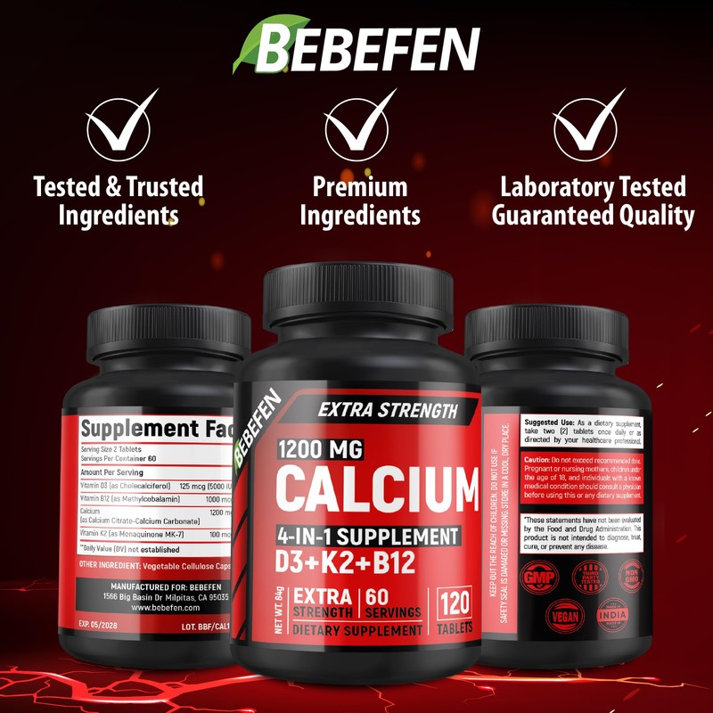 Calcium 1200 mg with 5000 IU Vitamin D3, 100mcg Vitamin