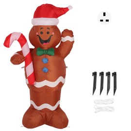 4.92ft Christmas Inflatable Gingerbread Man Cute Rapid Inflation Blow Up Gingerbread Man for Garden Xmas Decor UK Plug 220V