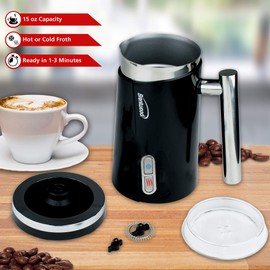 Brentwood GA-301BK Cordless Electric Milk Frother and Warmer, 300 mililiter Capacity, Black