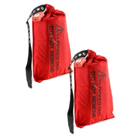 QWORK Electrical Plug Lockout Lock Bag, Safety Plug Lockout Tagout Bag for Oversized Electrical Plug and Hoist Control, 10 x 17 in, Red, 2 Pack
