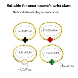 LILIPINGQI 18K Gold Plated Clover Bracelet Gold Lucky Bracelet for Women Flower Four Leaf Bracelets Jewelry Gifts for Women，The Best Choice for Valentine's Day Gifts, One Size, Gold, no gemstone