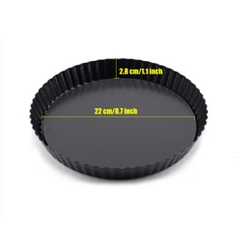 yenlk Tart and Quiche Pan, Round Tart Pan 22cm/8.7 Inch, False Bottom Pie Pan, Deep Fluted Tart and Quiche Pan with Removable Bottom - Non-Stick Tart Pan