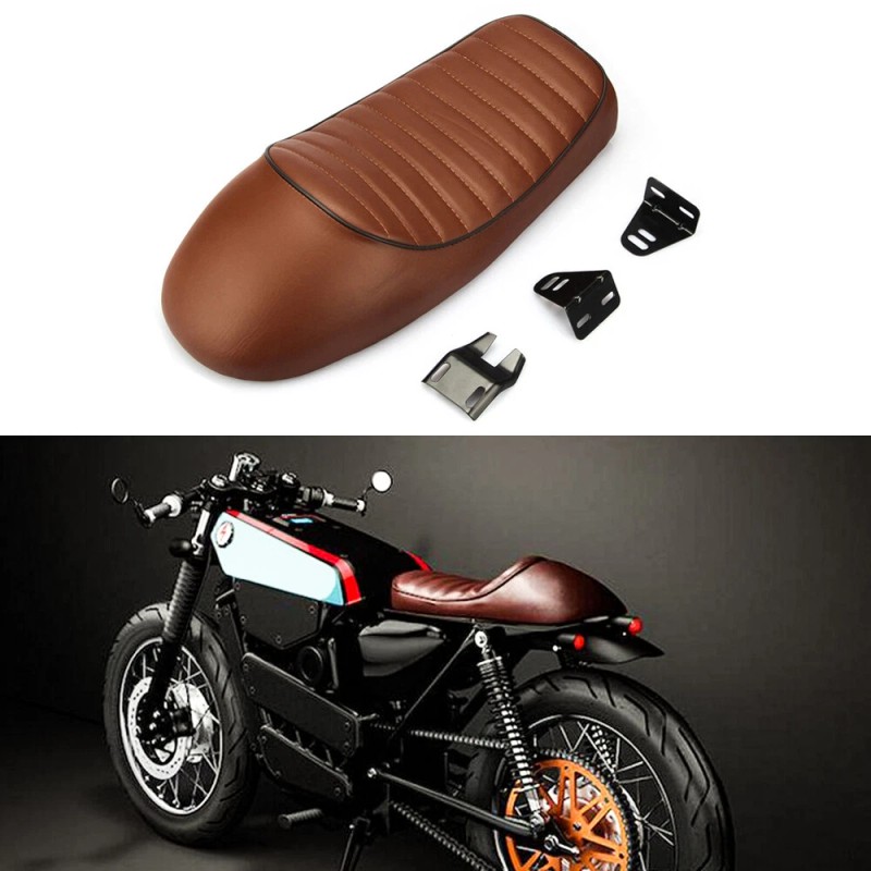 GOODFITMENT Brown Vintage Motorcycle Hump Retro Saddle Seat For Cafe