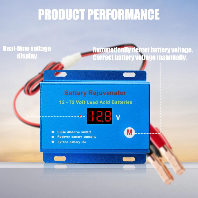 Battery Desulfator Reconditioner for 12V–72V Lead-Acid Batteries, Pulse Repair to