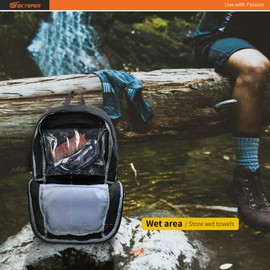 SKYSPER Ultralight Foldable Backpack with Wet Compartment - Waterproof and Stowable Daypack for Hiking, Travel, Cycling and City Trips