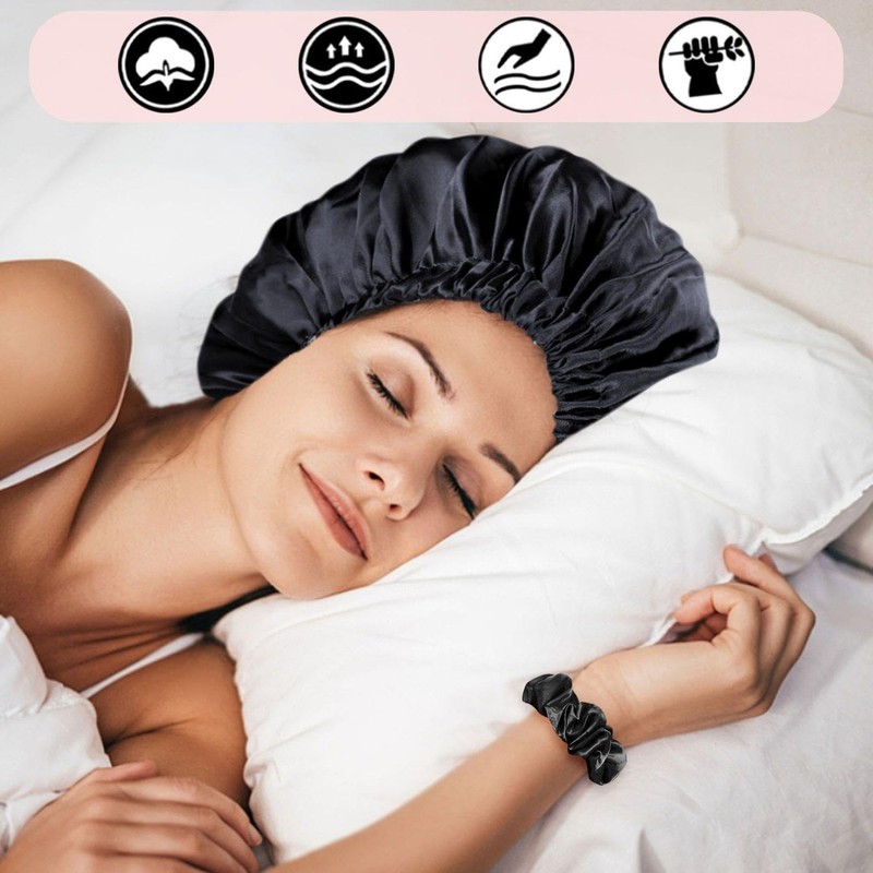 Pack of 2 Hair Care Caps, 2 Pieces Hair Ropes,
