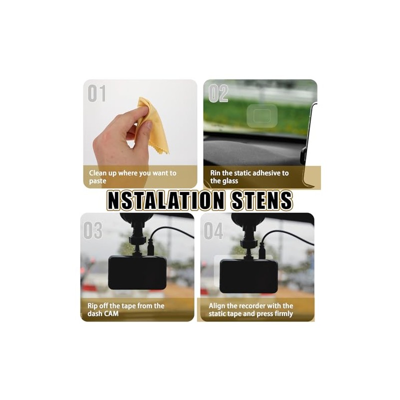8-Piece Dashcam Windshield Sticker Kit for Easy Installation