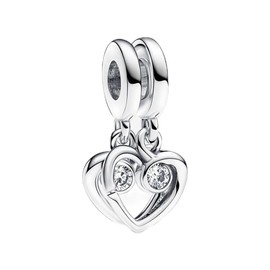 Lkwidi Charm Family Heart Animal Charm Pendant 925 Sterling Silver Charm Bead Pendant for European Bracelets and Necklaces, Silver, Cubic Zirconia