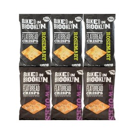 Generic Variety Pack Flatbread Crisps Baked in Brooklyn - 2 Flavors: Rosemary and The Works - 3 Each Flavor - 6 oz, 6 Pack - Gourmet Snack Crackers, Perfect for Parties, Cheese, and Wine Pairings