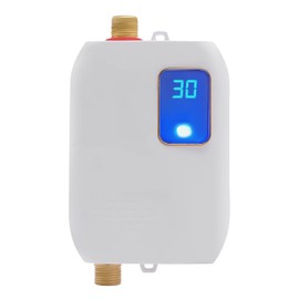 YIPONYT Mini Water Heater 3000W 110V Instant Electric Tankless Hot Water Heater 35-45 LCD Display White Modern Style