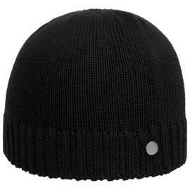 LIERYS Classic Merino Beanie Hat - Knitted Hat - Warm Winter Hat Made of Wool - Made in Germany - Unisex Autumn/Winter, black, Unit size