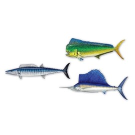 Salty Bones Blue Water Grand Slam - Sailfish, Mahi Mahi and Wahoo - Profile Sticker Collection - Made in The USA