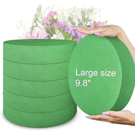 Max Shape 6 Pcs Floral Foam Round Blocks, Large Wet and Dry Green Foam for Artificial and Fresh Flower Arrangement,Flower Foam Blocks for Wedding Party Decorations (9.8 Inch)