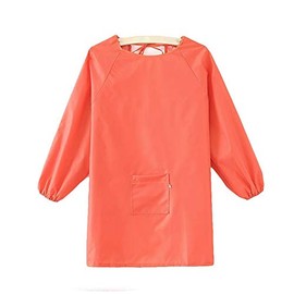 TopHomer Painting Aprons for Children, Waterproof Art Smocks, Long Sleeves Toddler Play Aprons, Fit for Painting Eating Crafts Clay, Orange