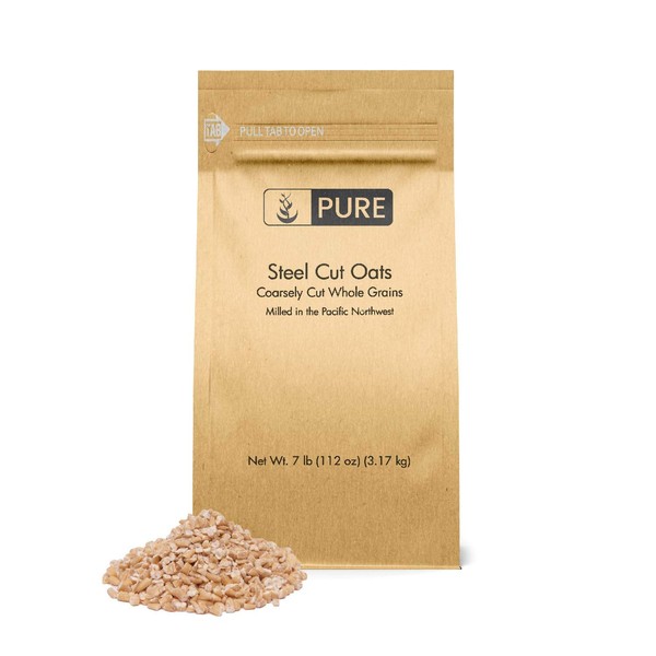Steel Cut Oats (7 lbs) by PURE, also called Irish Oatmeal, Eco-Friendly Packaging