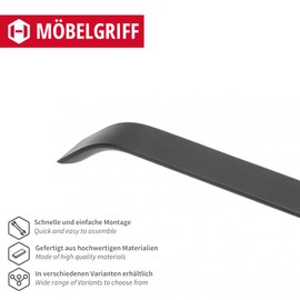 Gedotec Furniture handle made of aluminium, 1 piece, handles for kitchen cabinets including mounting material, magic, furniture handles, black matt with BA 320 mm, door handles for cupboards