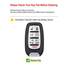 YONUFI Key Fob Cover for Chrysler Pacifica 2017-2024 Leather Key Case Keychain for Voyager 2020-2024 Proximity Car Key Holder Protector (Black)