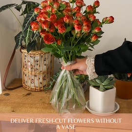 BBJ WRAPS Bolsa de plástico transparente de celofán con retención de agua para suministros de arreglo floral, 11.8 x 11.8 pulgadas, 100 hojas