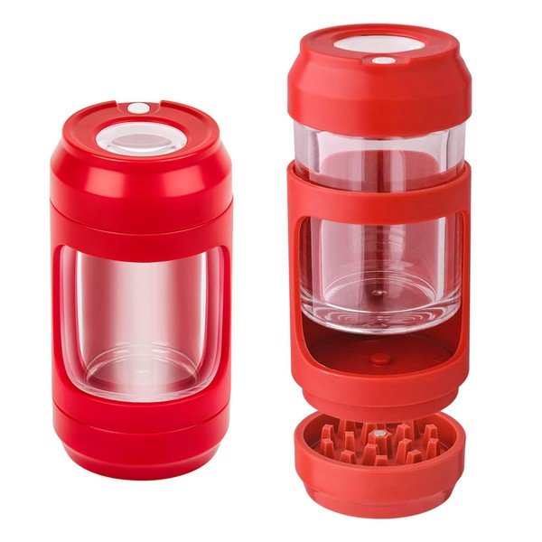Herb Grinder Storage Jar with 8x Magnifying Lid, Light-Up Viewing,