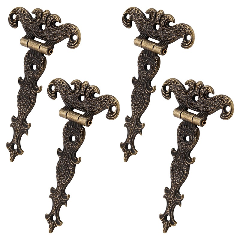 Cionyce 4Pcs Tee-Strap Hinges Heavy Duty Hinges Hardware Antique Bronze