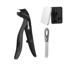 Winkelkopf Nagelknipser für Dicke Fußnägel, Fleymu Ergonomischer Nagelknipser Fußnägel Set, Nagelzwicker, Nagelclipper mit Auffangbehälter, Premium Stahl- Nail Clipper, für Senioren Männer und Frauen