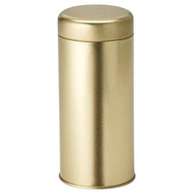 teemando® Glory Tin Gold 130 g Tinplate, Gold, Round, Slip-On Lid, Matt H 15 cm, Diameter 6.5 cm