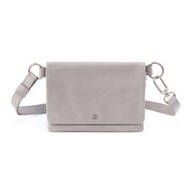HOBO Winn Leather Belt Bag for Women, Convertible Crossbody and Shoulder Bag, Light Grey