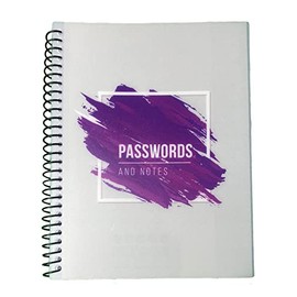 RE-FOCUS THE CREATIVE OFFICE, Password Book Keeper, Small, Mini, Purple, Alphabetical Tabs, Spiral Bound, Removable Sheets, Journal Organizer, Includes Website, Address, Username, Password