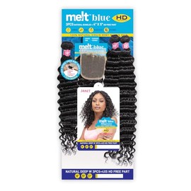 Janet Collection MELT BLUE NATURAL DEEP W 3PCS + 4X5 HD FREE PART (14" 16" 18")