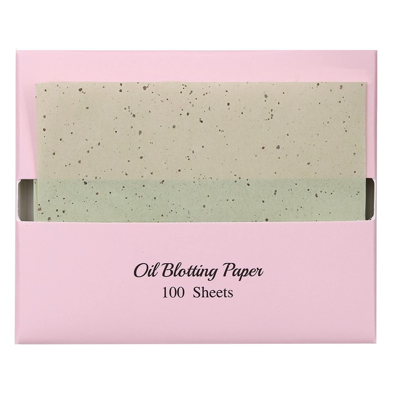 [100 Counts + Mirror Case] Green Tea Natural Oil Blotting