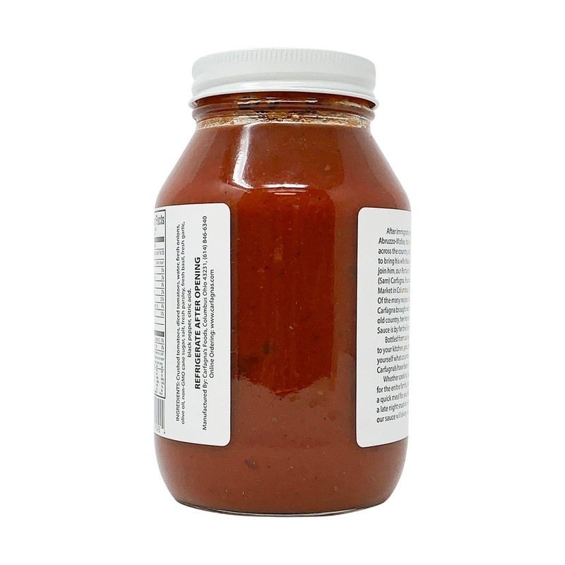 Carfagna's Pasta Sauce, Established 1937, Family Recipe, Made in Small
