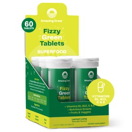 Amazing Grass Effervescent Tablets: Green Superfood Water Flavoring Tablet with Antioxidants & Alkalizing Greens, Lemon Lime, 60 Count
