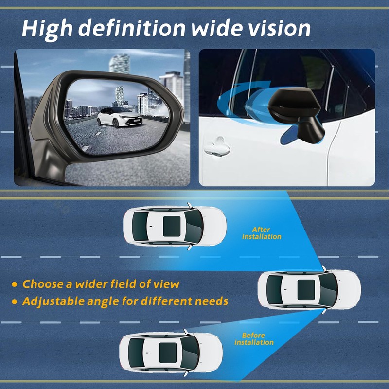 Black Left Driver Side Mirror Replacement For Toyota Corolla 2020