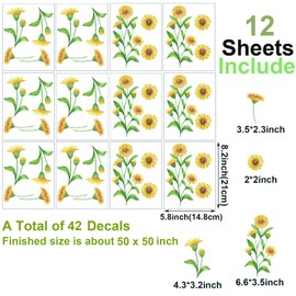 Maydahui Yellow Daisy Flower Wall Stickers Rustic Country Floral Wall Decals (50 x 50 Inch) Peel Stick Removable Pastoral Art Mural Decor for Kitchen Living Room Kids Bedroom Bathroom