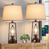 Farmhouse Table Lamps with 2 USB Ports, Set of 2