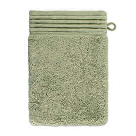 Möve Loft Plain with Chenille Piping Wash Mitt 20 x 15 cm 100% Cotton (Spinair), Moss