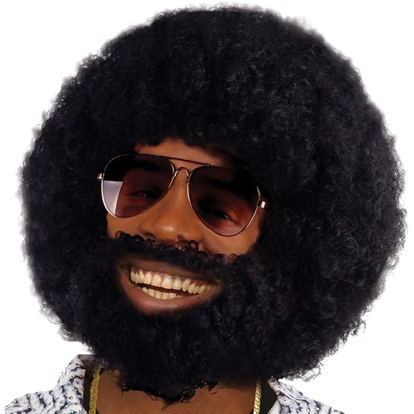 Bristol Novelty BW749 Afro Wig and Facial Hair, One Size