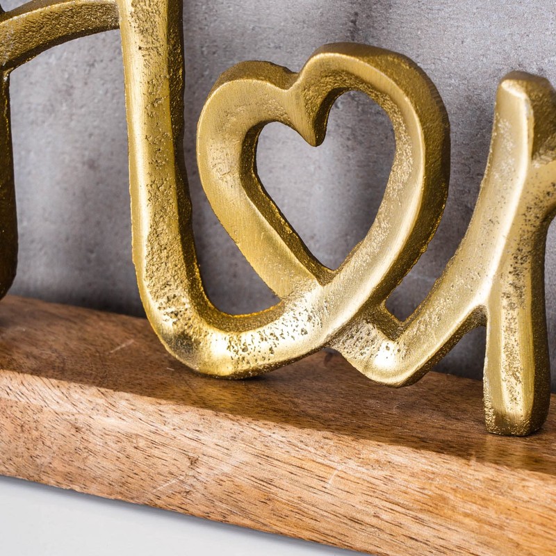 levandeo Home Stand Lettering Height 17 cm Metal Gold Wood