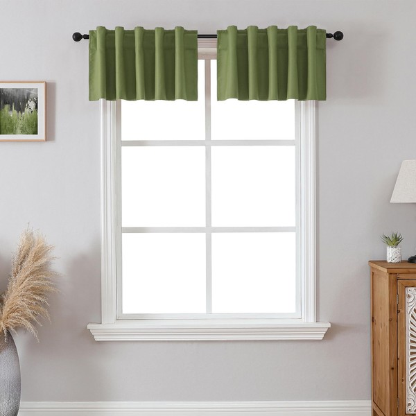SeeGlee 2 Panels Sage Green Back Tab & Rod Pocket
