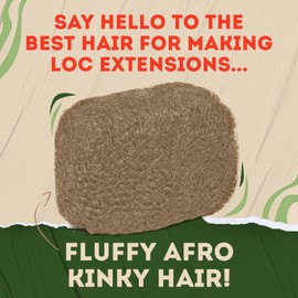Locsanity Afro Kinky 100% Bulk Natural Human Hair - Braiding Hair for Dreadlocks, Loc Repair, Dreadlock Extensions, Twists, Braids - 8 Inches Long, 1 Oz