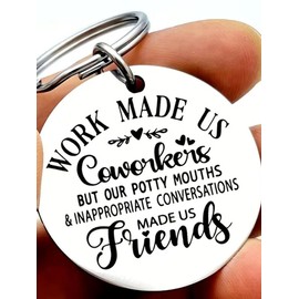 Letter Design Round Shaped Metal Keychain,  Coworker Appreciation Slogan Design Stainless Steel Keychain, Fashion Accessories For Gift For Daily Use