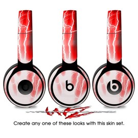 Skin Decal Wrap Works with Original Beats Solo Pro Headphones Lightning Red Skin Only Beats NOT Included