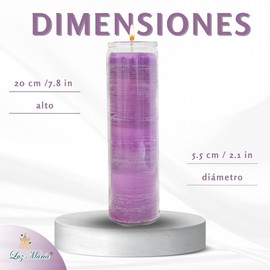 Velas lisas de parafina | Color a elegir | Para rituales, meditación y relajación| Atraer energías | Para eventos sociales | 20 cm x 5.5 cm | 1 pieza | 100% de parafina| (Violeta)