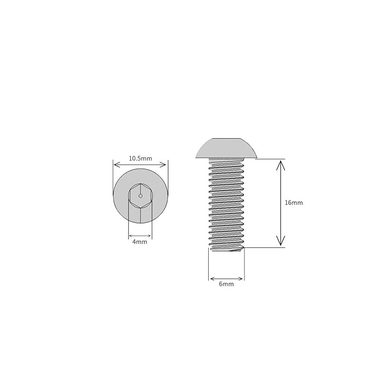 M6 (6mm x 16mm) Hex Socket Button Head Screws -